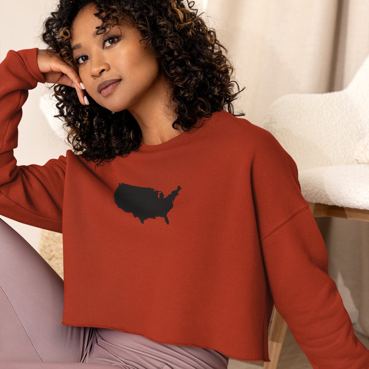 United States of America Crop Sweatshirt (Embroidered)