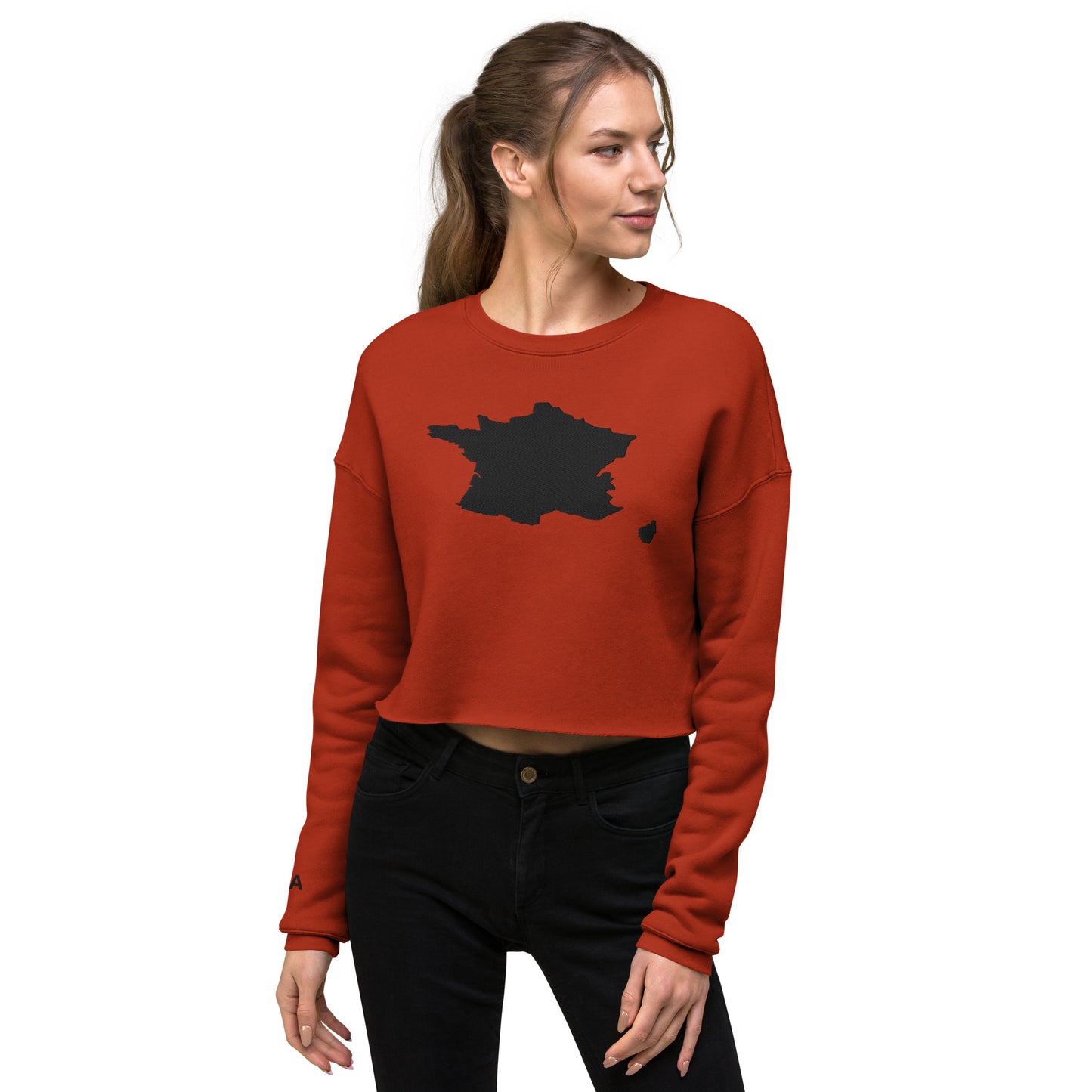 France Crop Sweatshirt (Embroidered)