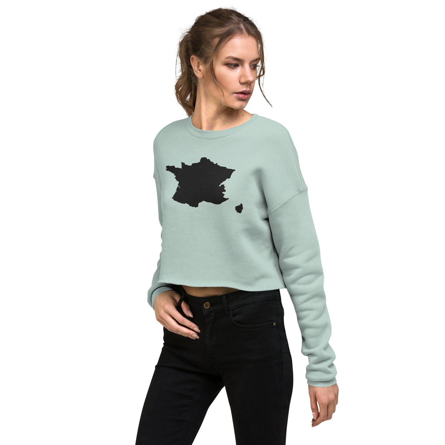 France Crop Sweatshirt (Embroidered)
