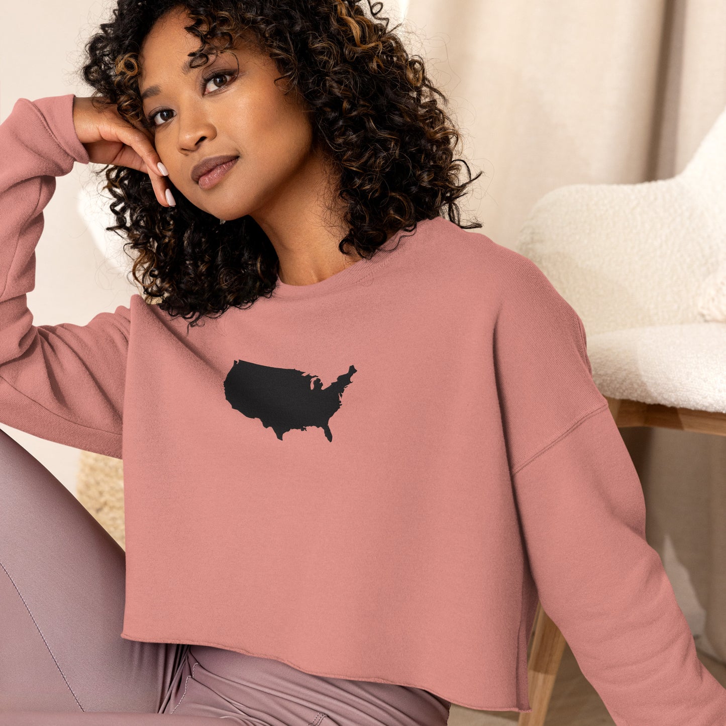United States of America Crop Sweatshirt (Embroidered)