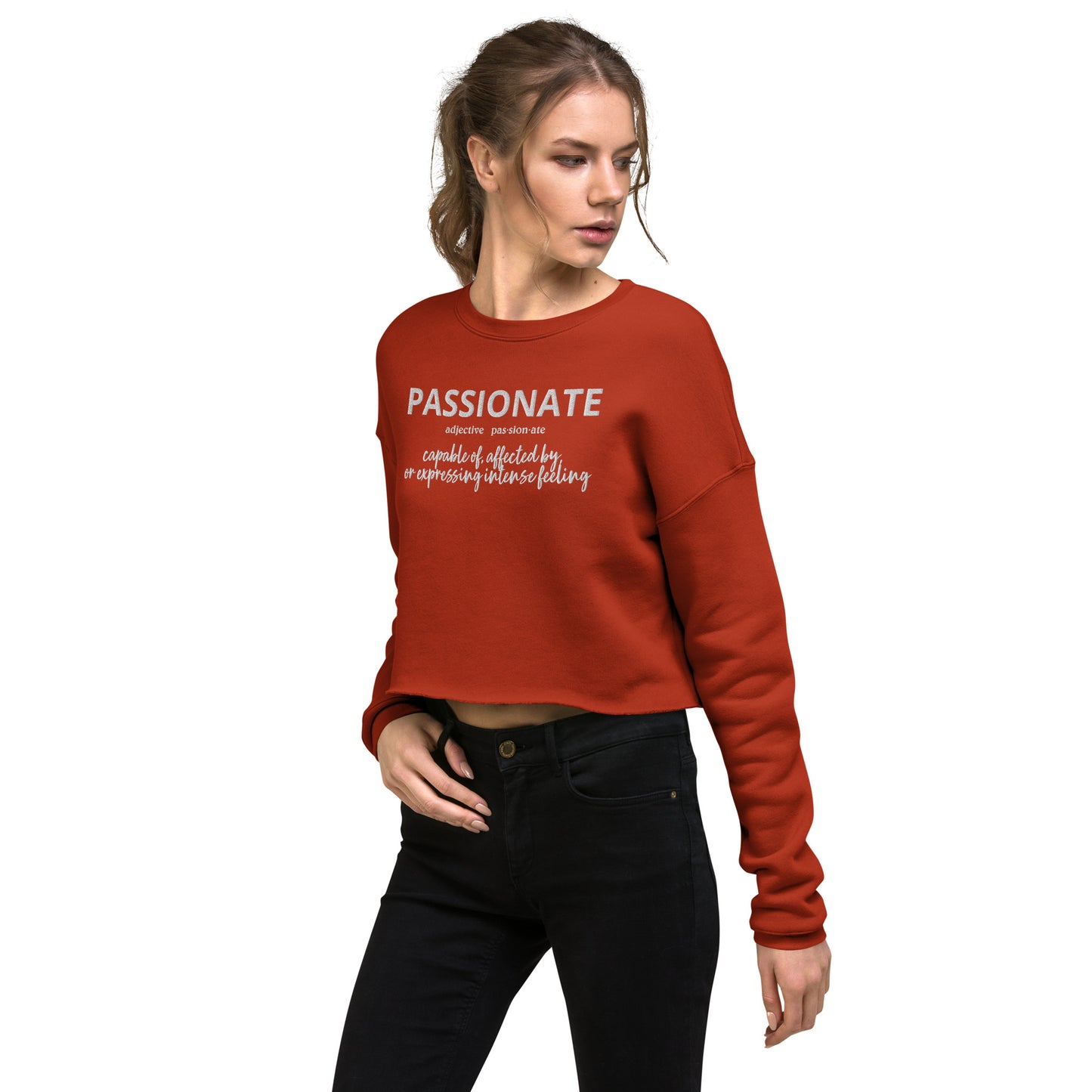 Passionate Crop Sweatshirt (Embroidered)